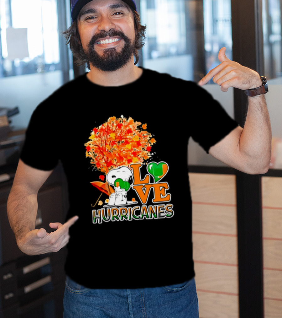 Snoopy X Miami Hurricanes NCAA Football Love Thanksgiving 2026 Autumn Tree T-Shirt