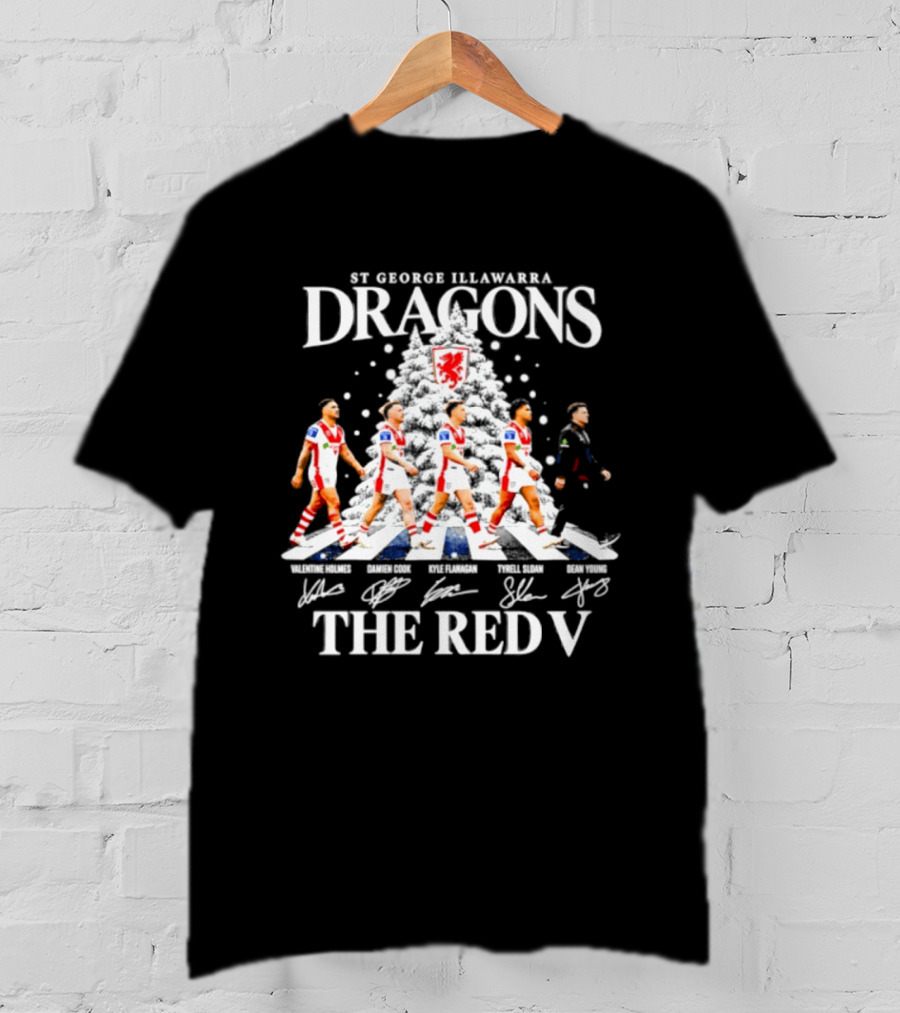 St George Illawarra Dragons NRL Christmas 2026 The Red V Players And Signatures T-Shirt
