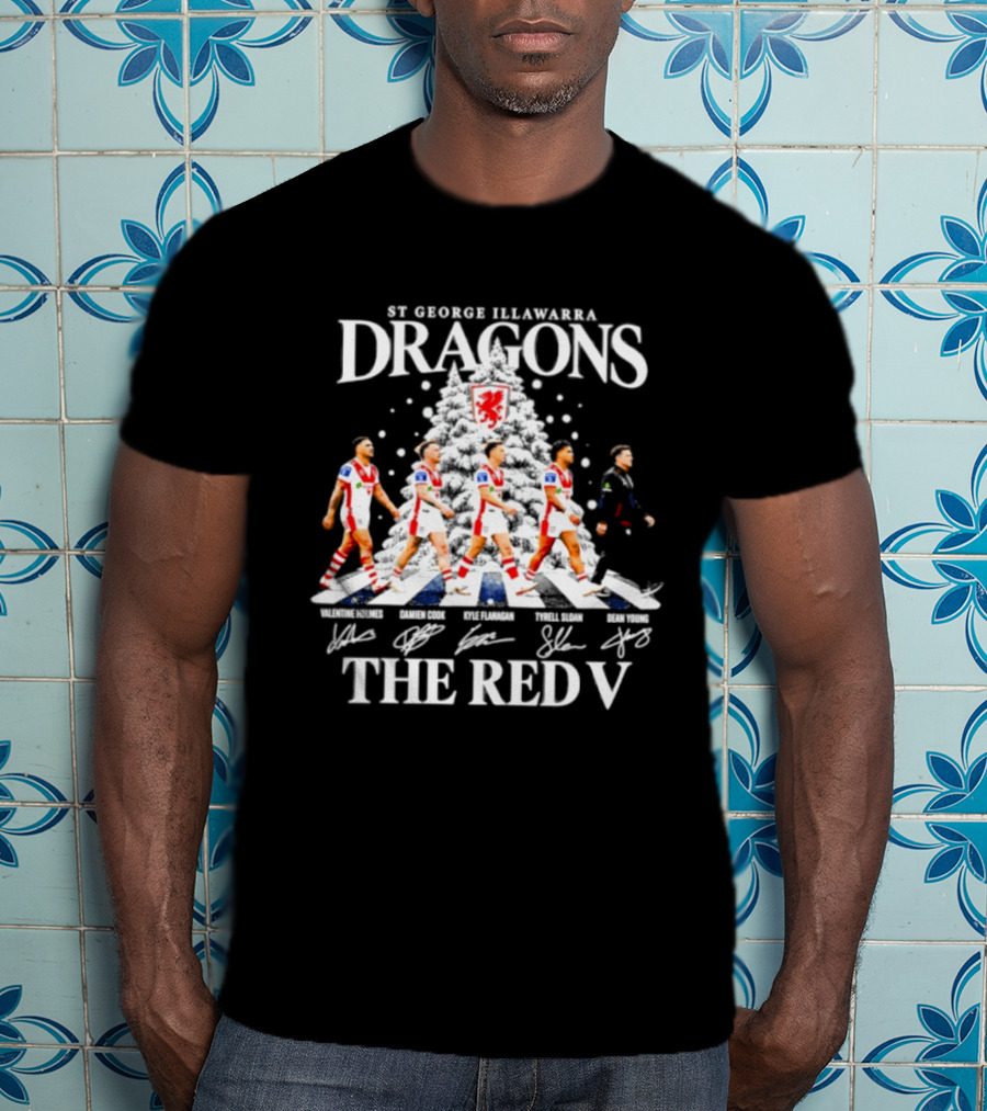 St George Illawarra Dragons NRL Christmas 2026 The Red V Players And Signatures T-Shirt