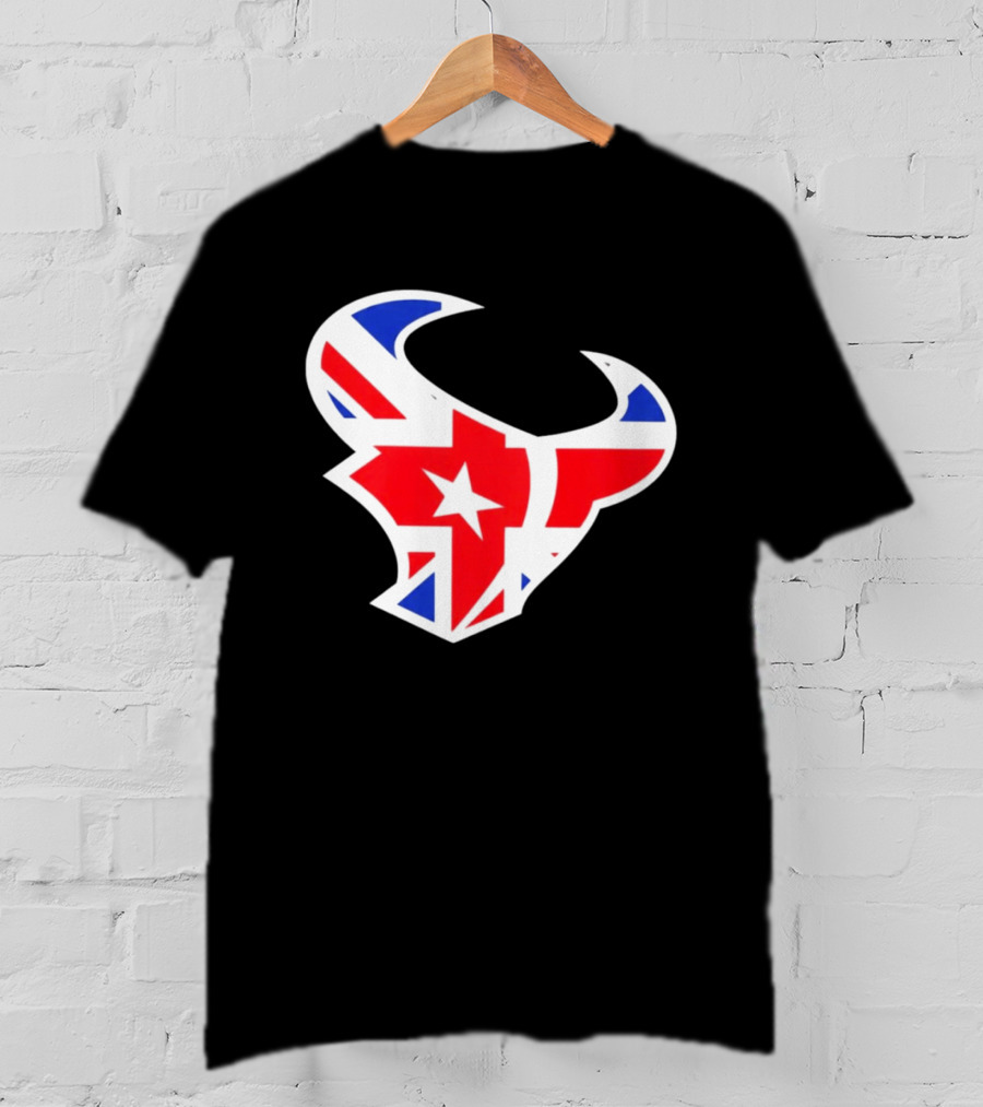 Texans British Flag Bullhead Symbol UK Team Profile T-Shirt