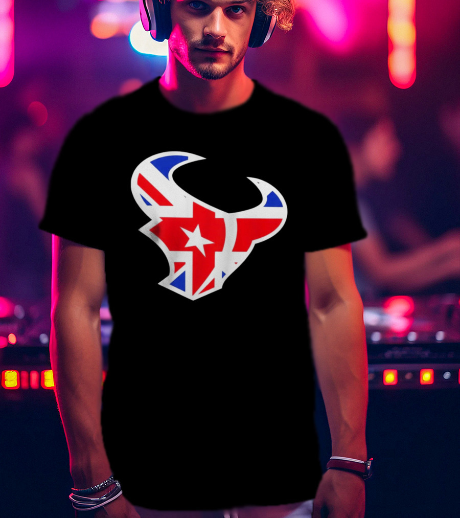 Texans British Flag Bullhead Symbol UK Team Profile T-Shirt