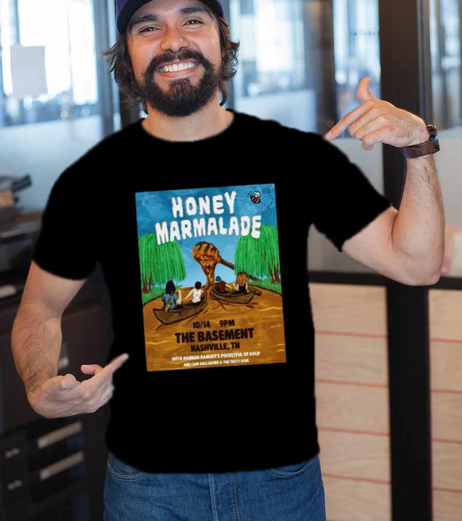 Honey Marmalade Fall Tour 2026 Nashville The Basement Halloween Event With Hannah Ramsey's Pocketful Of Gold And Cam Gallagher And The Tasty Soul T-Shirt