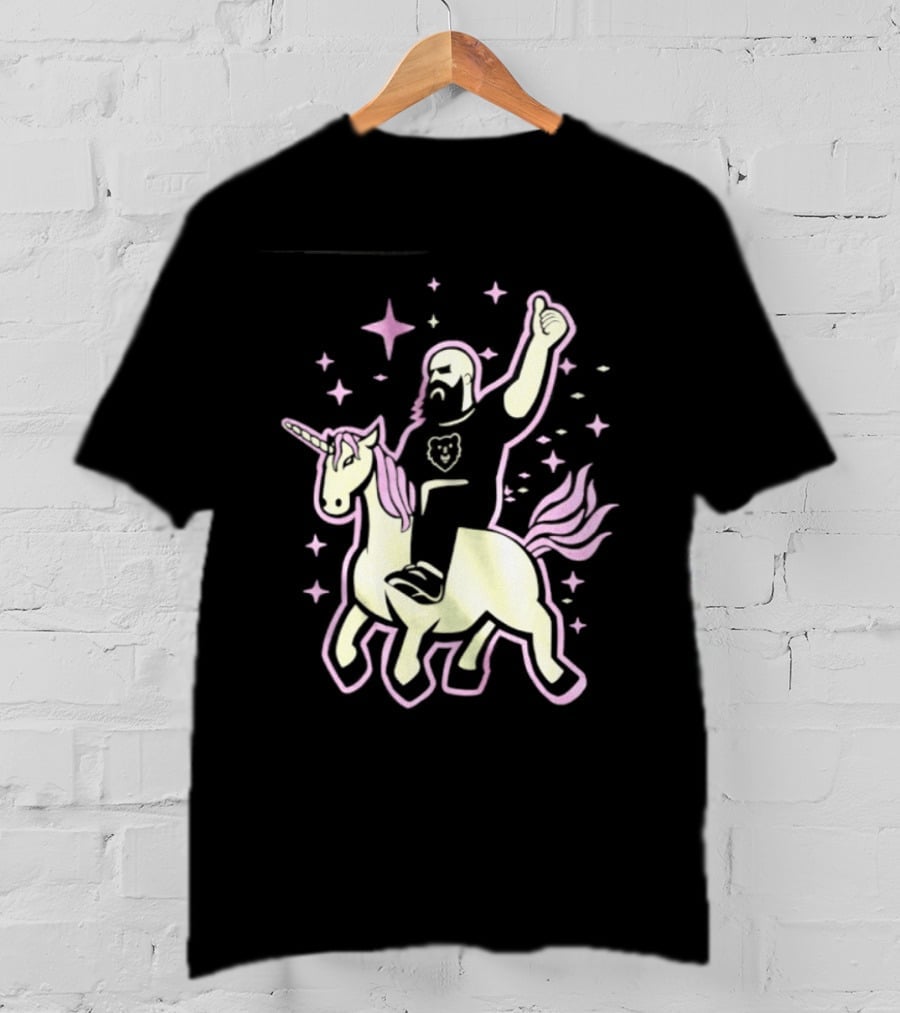 Mythic Unicorn Wrangler Bearded Man Riding Magic T-Shirt