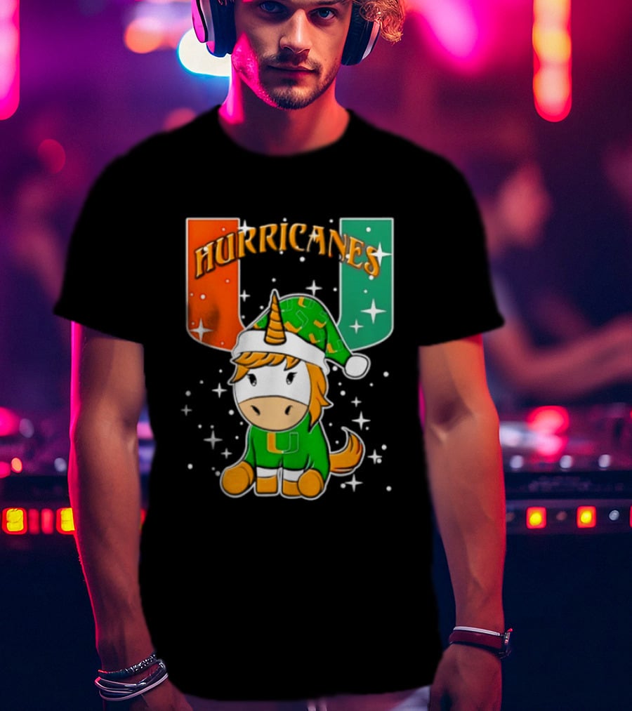 Unicorn Miami Hurricanes NCAA Christmas 2026 T-Shirt