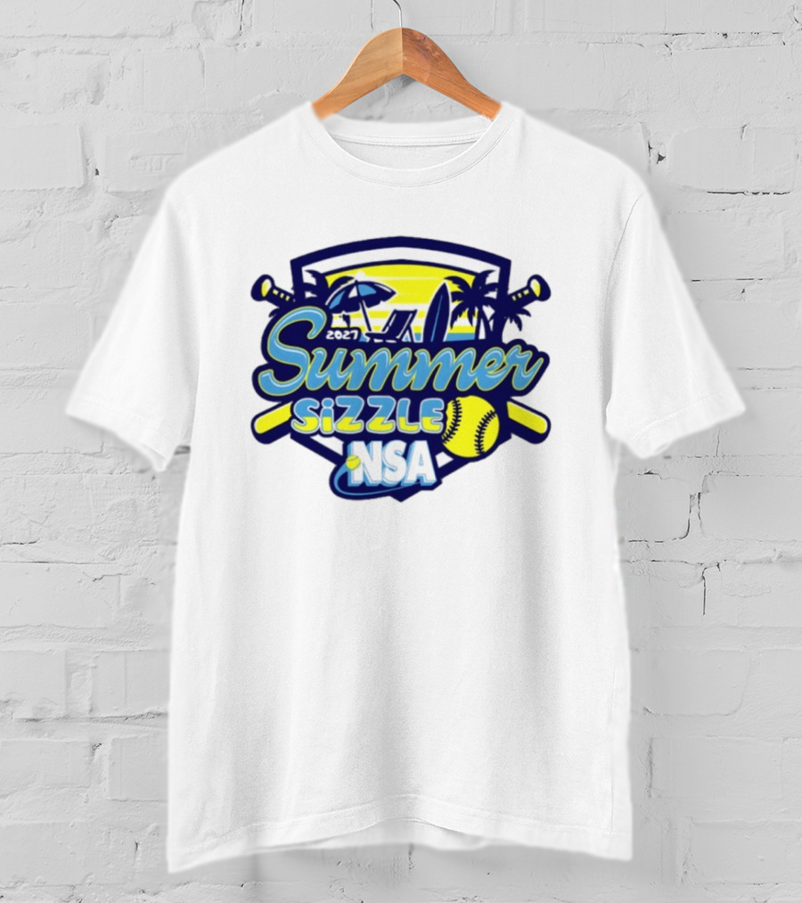 2027 Summer Sizzle NSA Fastpitch Softball Tournament Palms Beach Scene T-Shirt