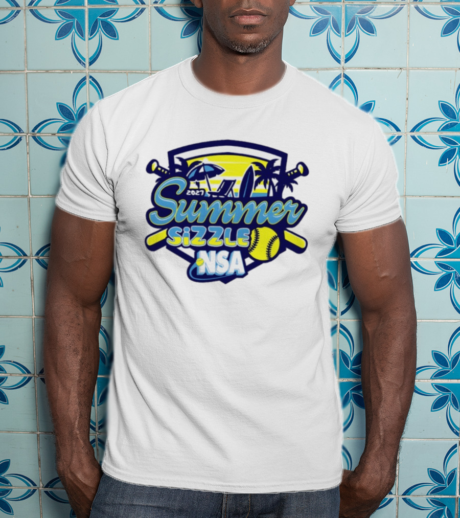 2027 Summer Sizzle NSA Fastpitch Softball Tournament Palms Beach Scene T-Shirt