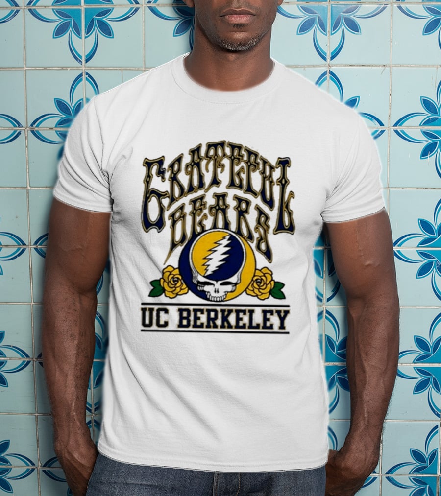 Grateful Bears Skull And Lightning Bolt Roses UC Berkeley T-Shirt