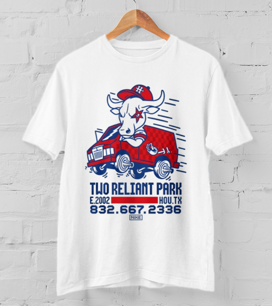 Houston Texans Two Reliant Park Bull And Red Truck E 2012 MOU.TX 832.667.2336 T-Shirt