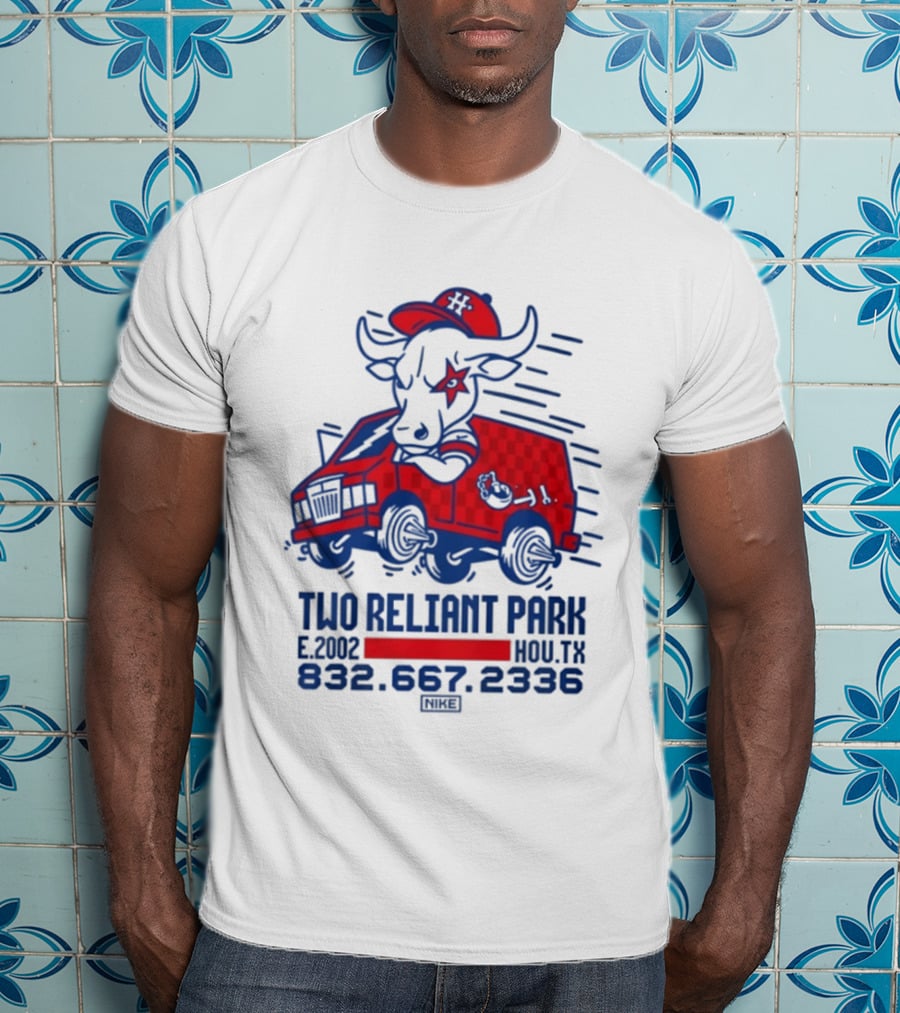 Houston Texans Two Reliant Park Bull And Red Truck E 2012 MOU.TX 832.667.2336 T-Shirt