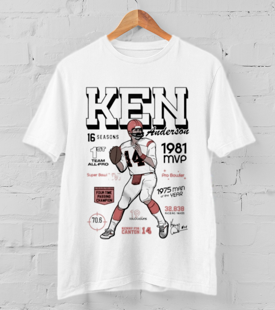 Kenny Anderson Canton Cincinnati Bengals 1981 MVP Four Time Passing Champion T-Shirt