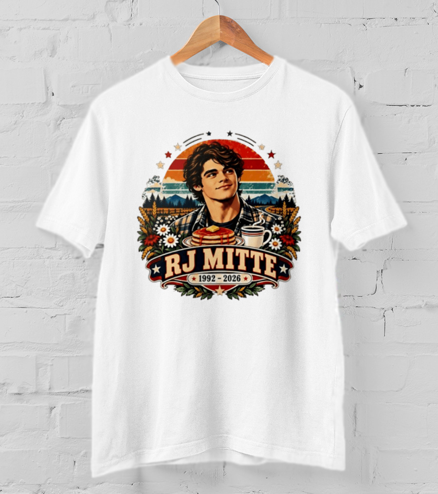 RJ Mitte 1992 2026 Pancakes And Coffee Retro Nature Scene T-Shirt