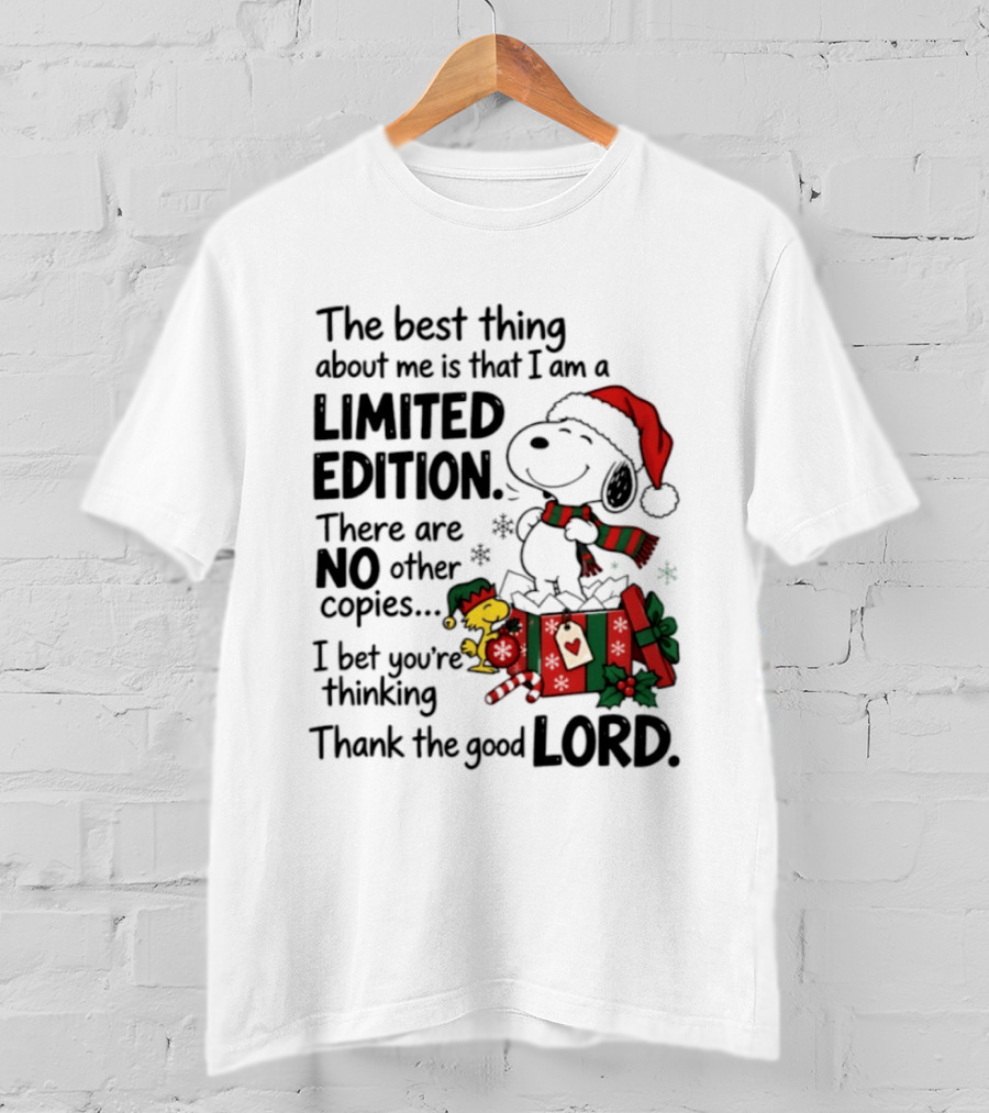 Snoopy Christmas Limited Edition Thank The Good Lord T-Shirt