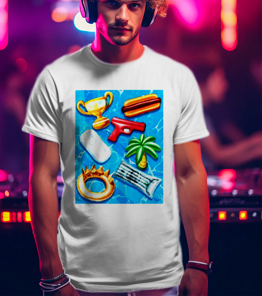 The Wynwood Walls Shop Store Leon Keer Trophy Hotdog Palm Gun Newspaper Seven Sins T-Shirt