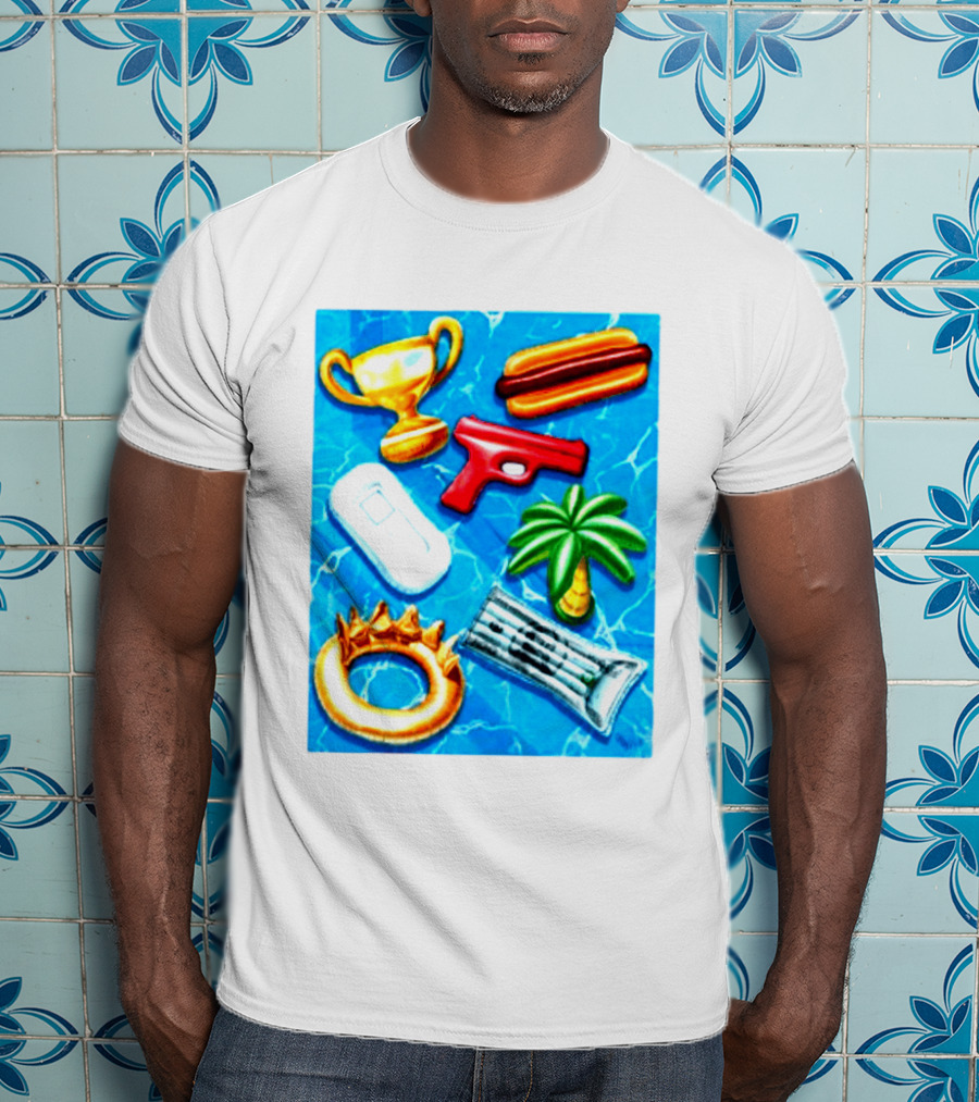 The Wynwood Walls Shop Store Leon Keer Trophy Hotdog Palm Gun Newspaper Seven Sins T-Shirt