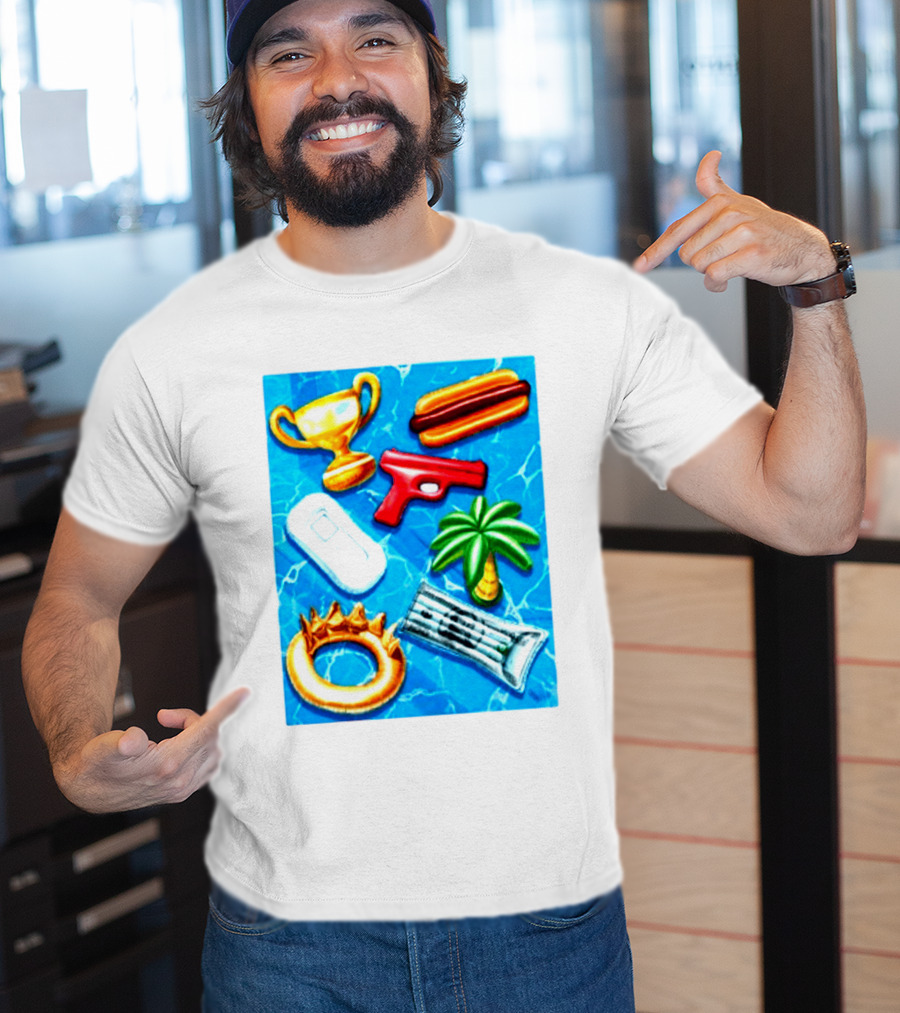 The Wynwood Walls Shop Store Leon Keer Trophy Hotdog Palm Gun Newspaper Seven Sins T-Shirt