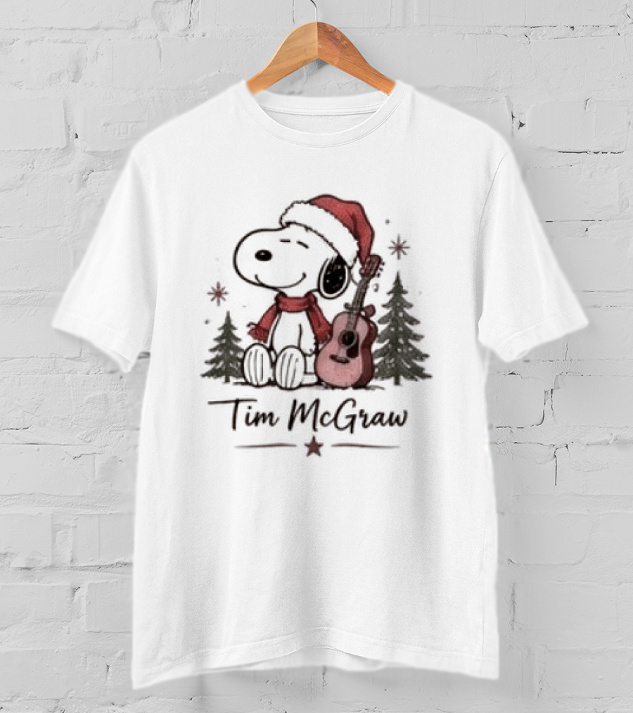 Tim McGraw Snoopy Christmas Guitar Santa Hat T-Shirt