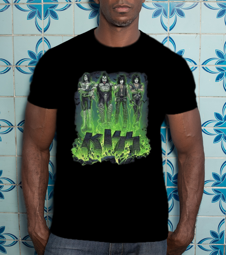 Kiss 2026 Limited Edition Halloween Bats Conjuring Green T-Shirt