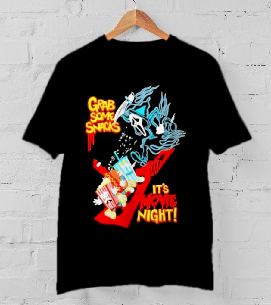 Grab Some Snacks Ghostface It's Movie Night Scream Halloween 2026 T-Shirt