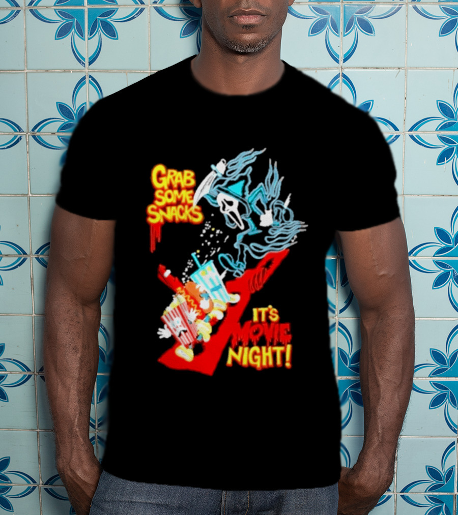 Grab Some Snacks Ghostface It's Movie Night Scream Halloween 2026 T-Shirt