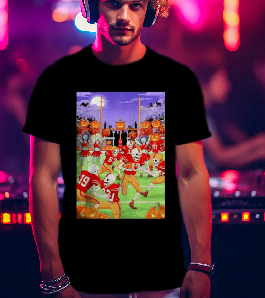 San Francisco 49ers Skeleton Zombie Halloween Football 2026 T-Shirt