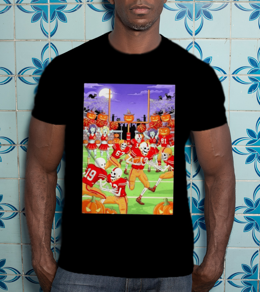 San Francisco 49ers Skeleton Zombie Halloween Football 2026 T-Shirt