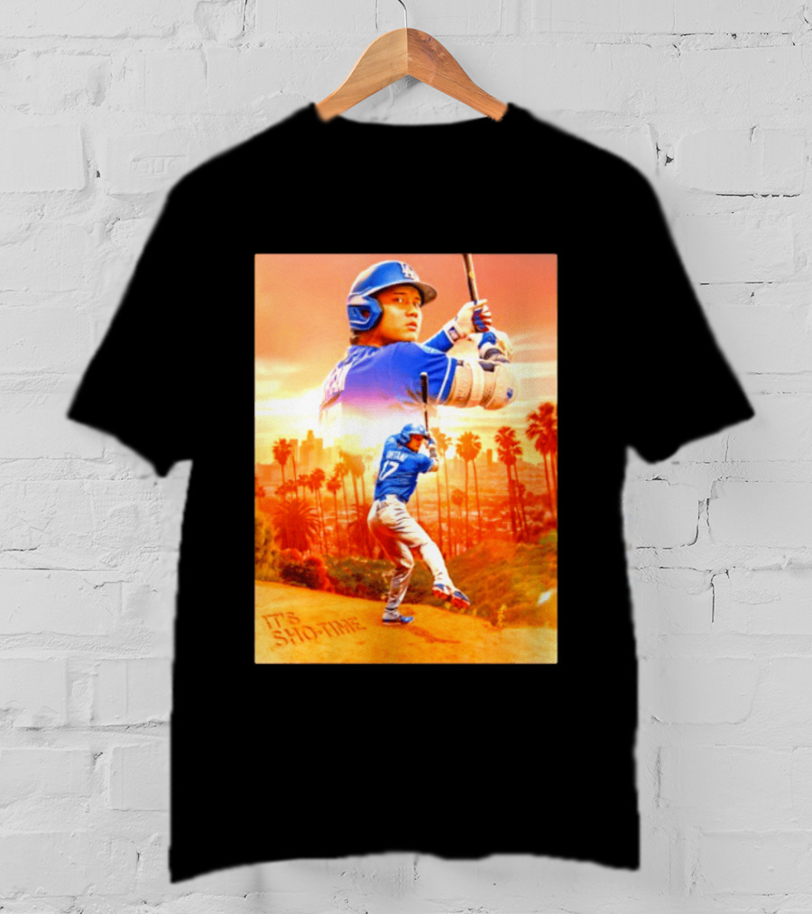 Shohei Ohtani Los Angeles Dodgers MLB It's Show Time Skyline Baseball Player T-Shirt