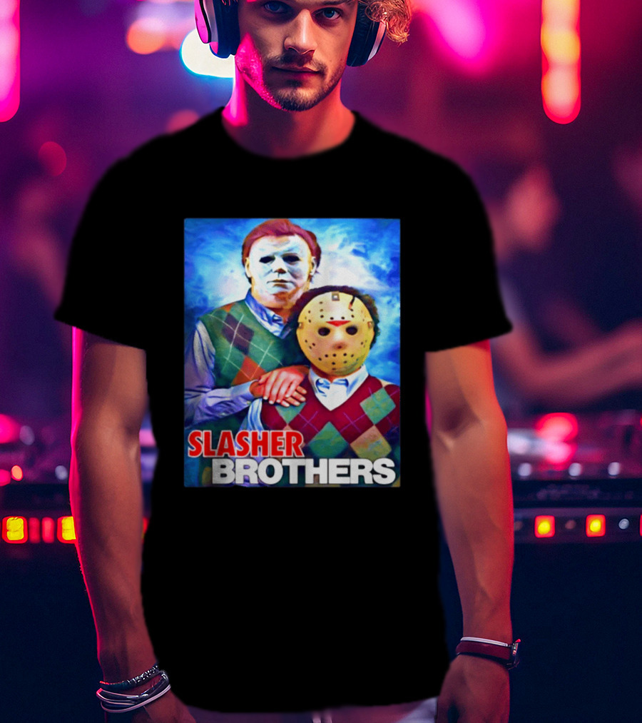 Slasher Brothers Michael Myers Jason Voorhees Halloween Meme 2026 T-Shirt