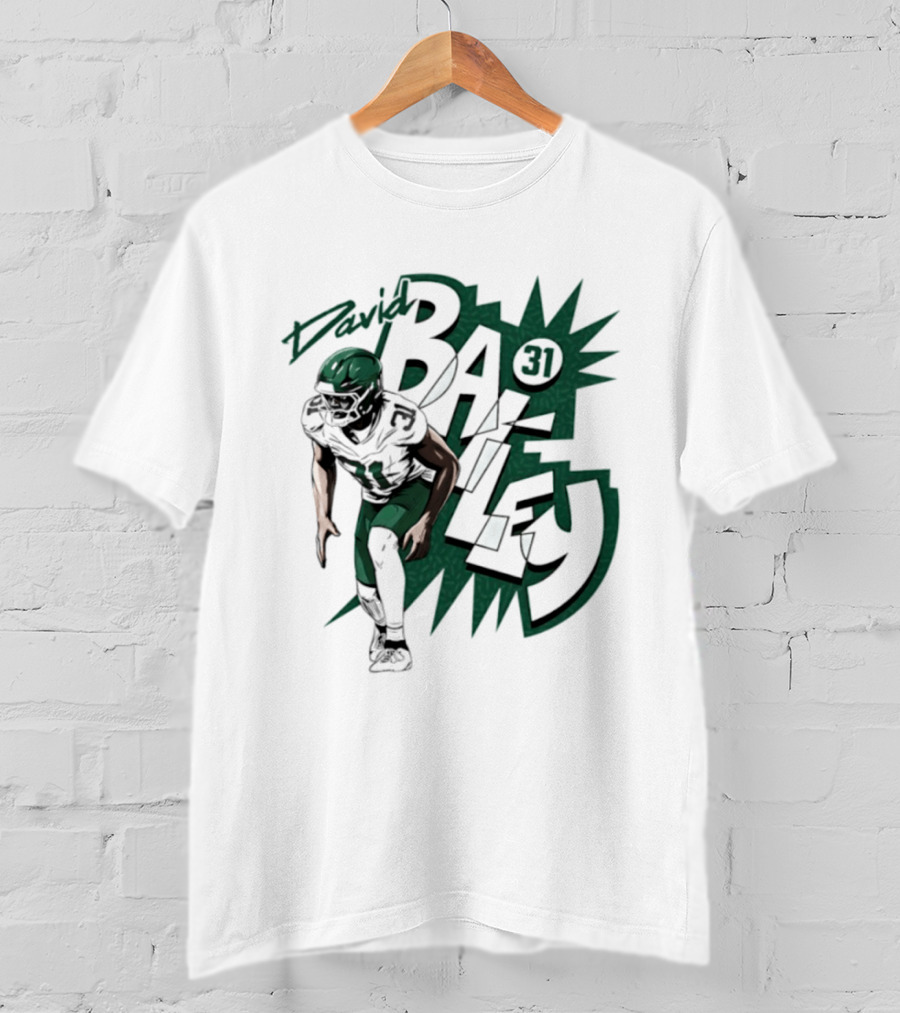 David Bailey 31 New York Jets Football Player Comic T-Shirt