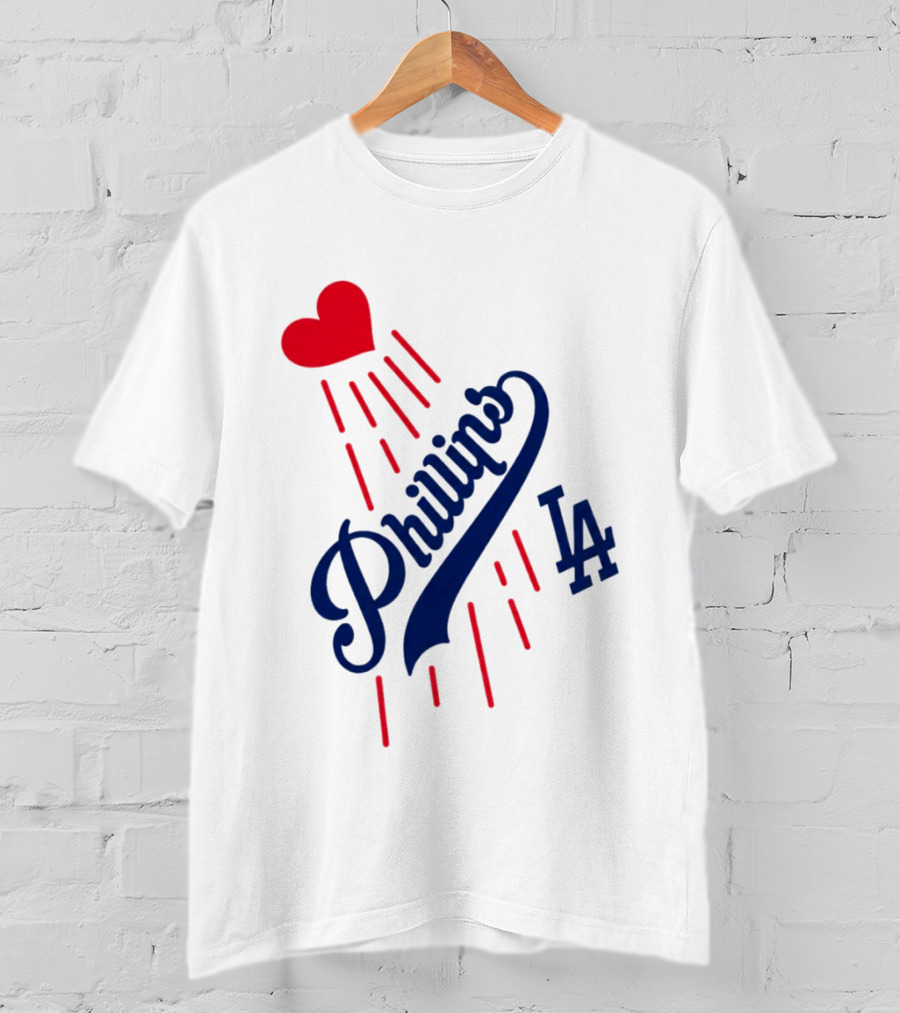 Phillies LA Love Heart Dodgers 14 T-Shirt