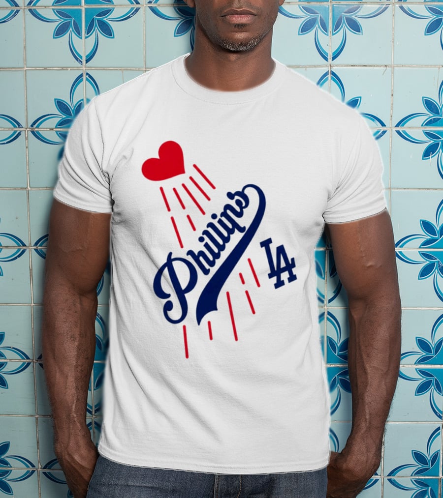 Phillies LA Love Heart Dodgers 14 T-Shirt