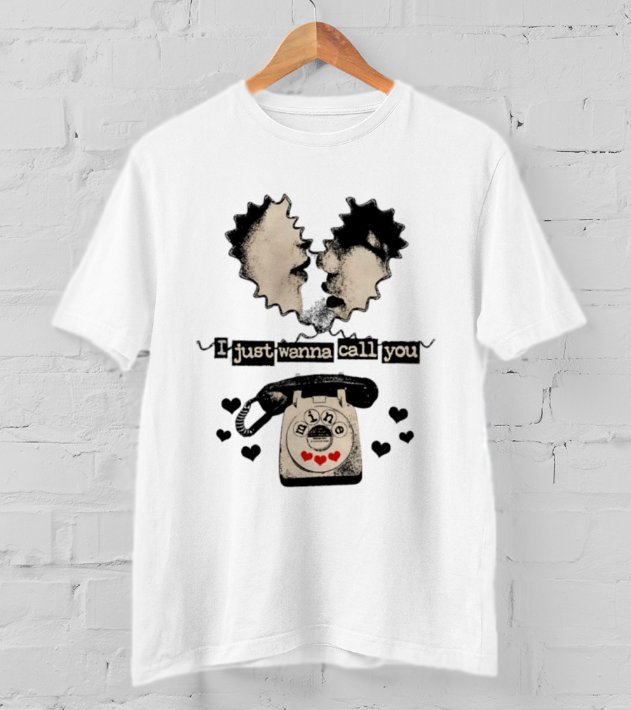 I Just Wanna Call You Mine Romantic Telephone Hearts T-Shirt