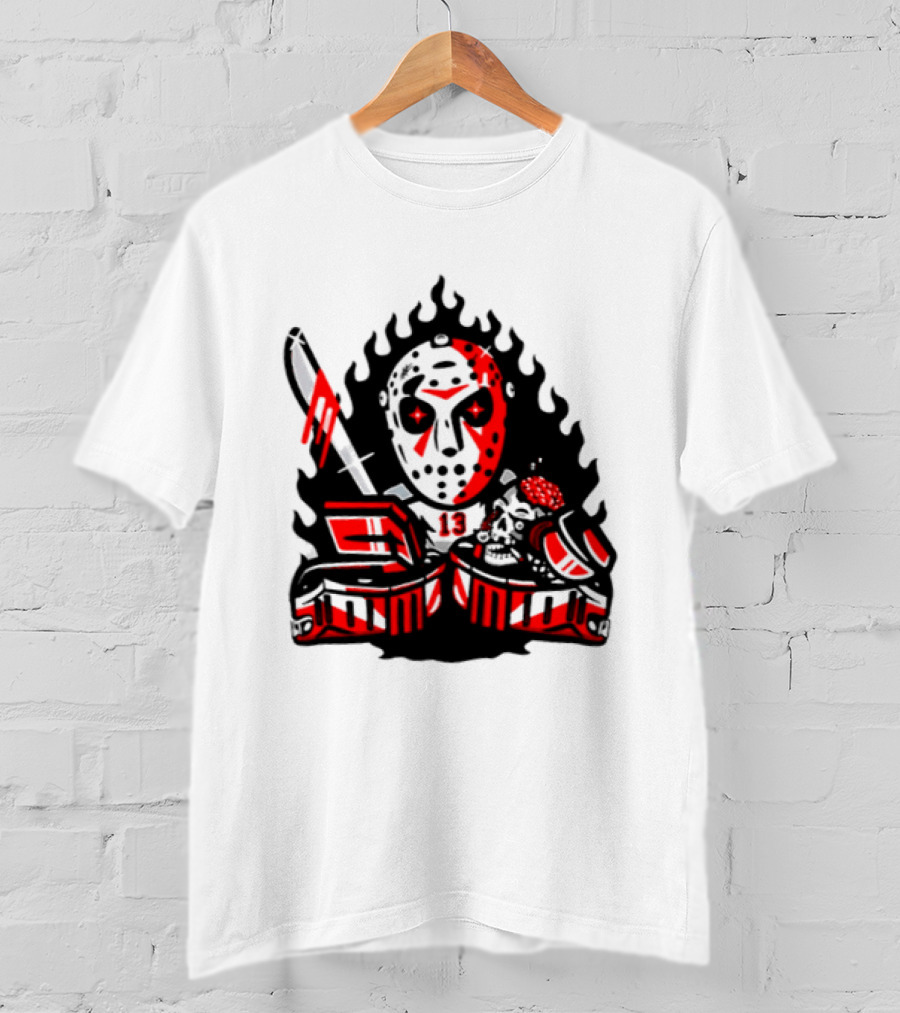 Jason Voorhees 13 Hockey Mask Friday The 13th Sports Horror T-Shirt