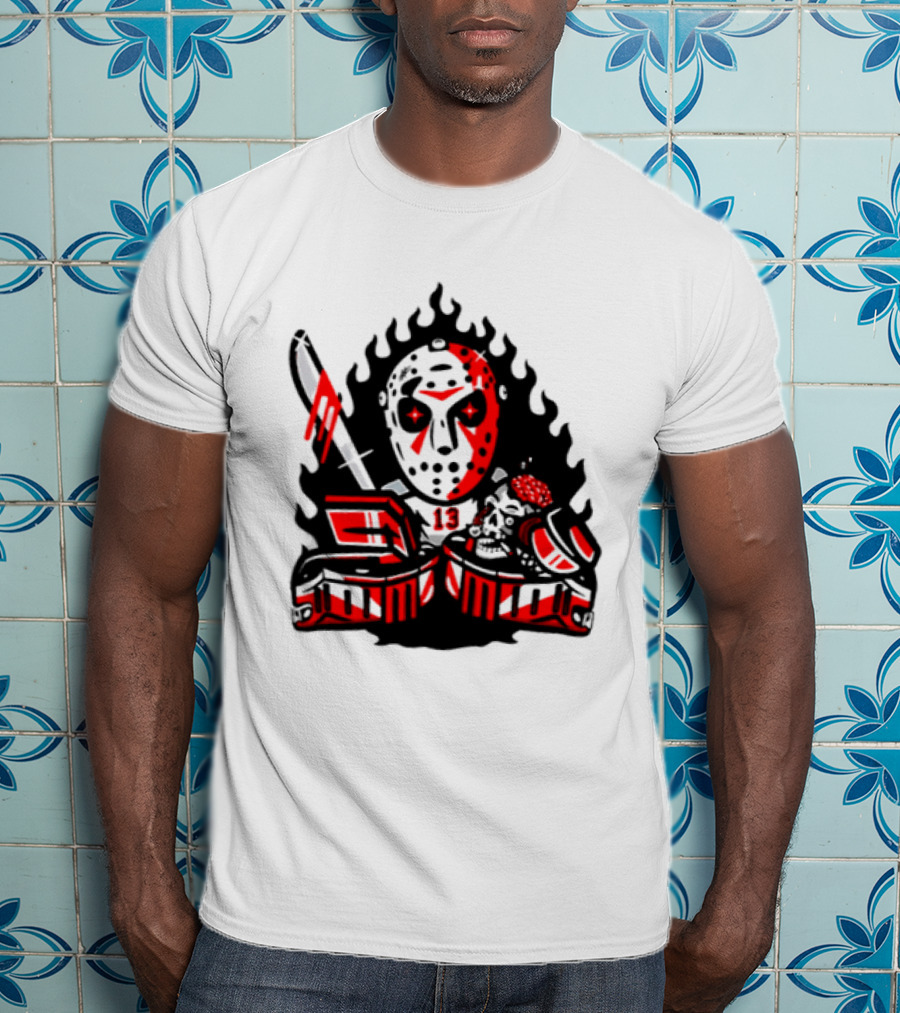 Jason Voorhees 13 Hockey Mask Friday The 13th Sports Horror T-Shirt