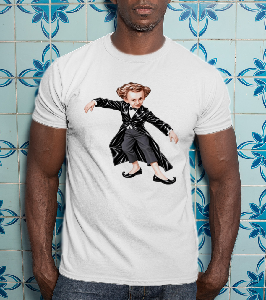 Tiptoeing Boy Black Coat Bow Tie T-Shirt