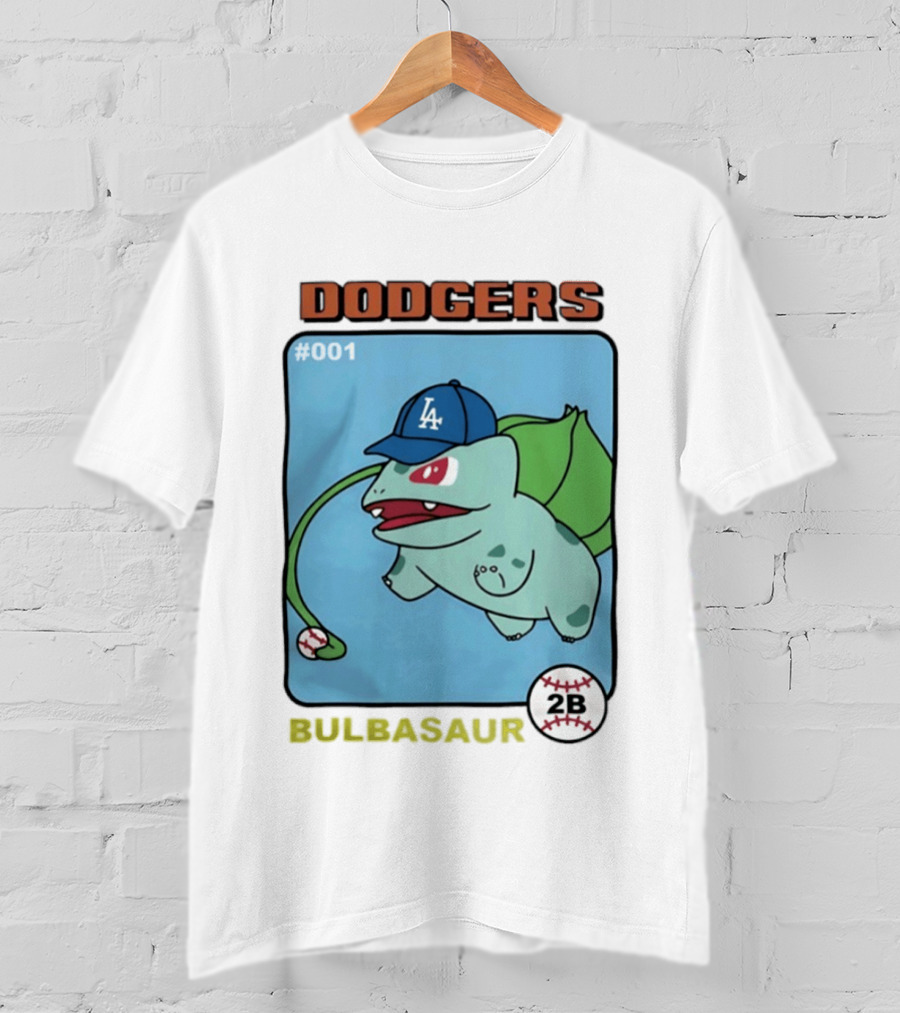 Dodgers Bulbasaur LA Baseball Anime Cartoon 2B T-Shirt