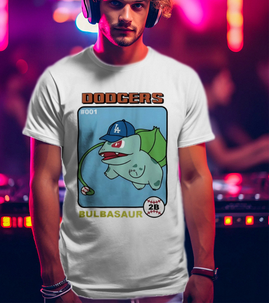 Dodgers Bulbasaur LA Baseball Anime Cartoon 2B T-Shirt