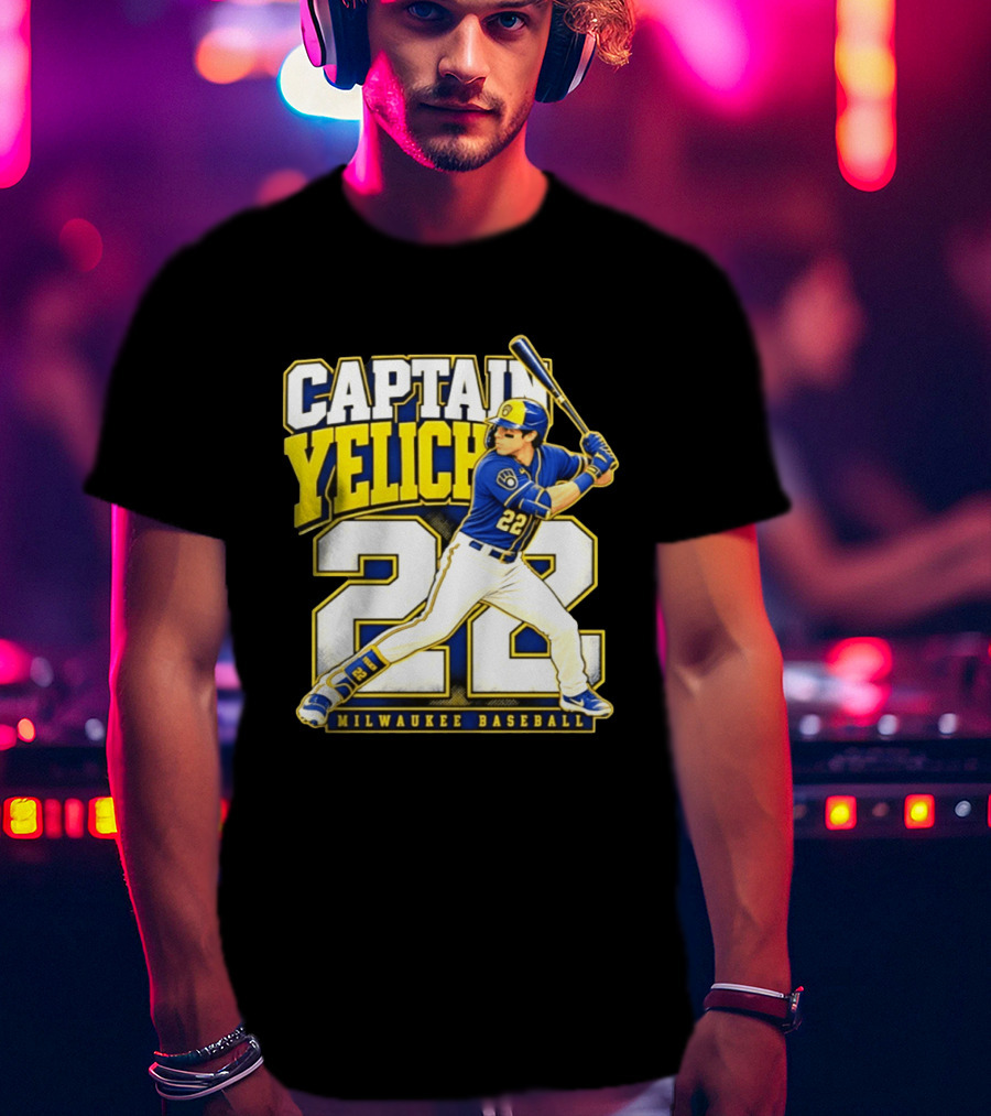 Captain Yelich 22 Milwaukee Baseball T-Shirt