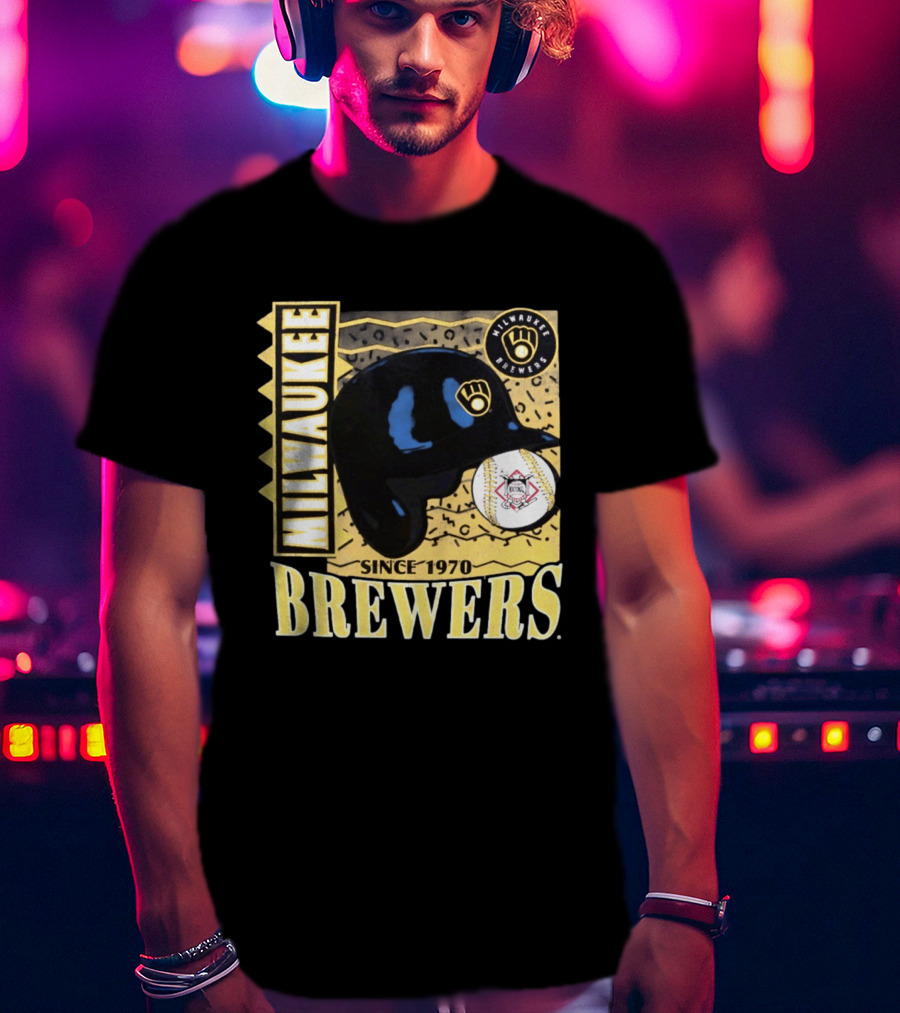 Milwaukee Brewers Baseball Helmet Since 1970 T-Shirt