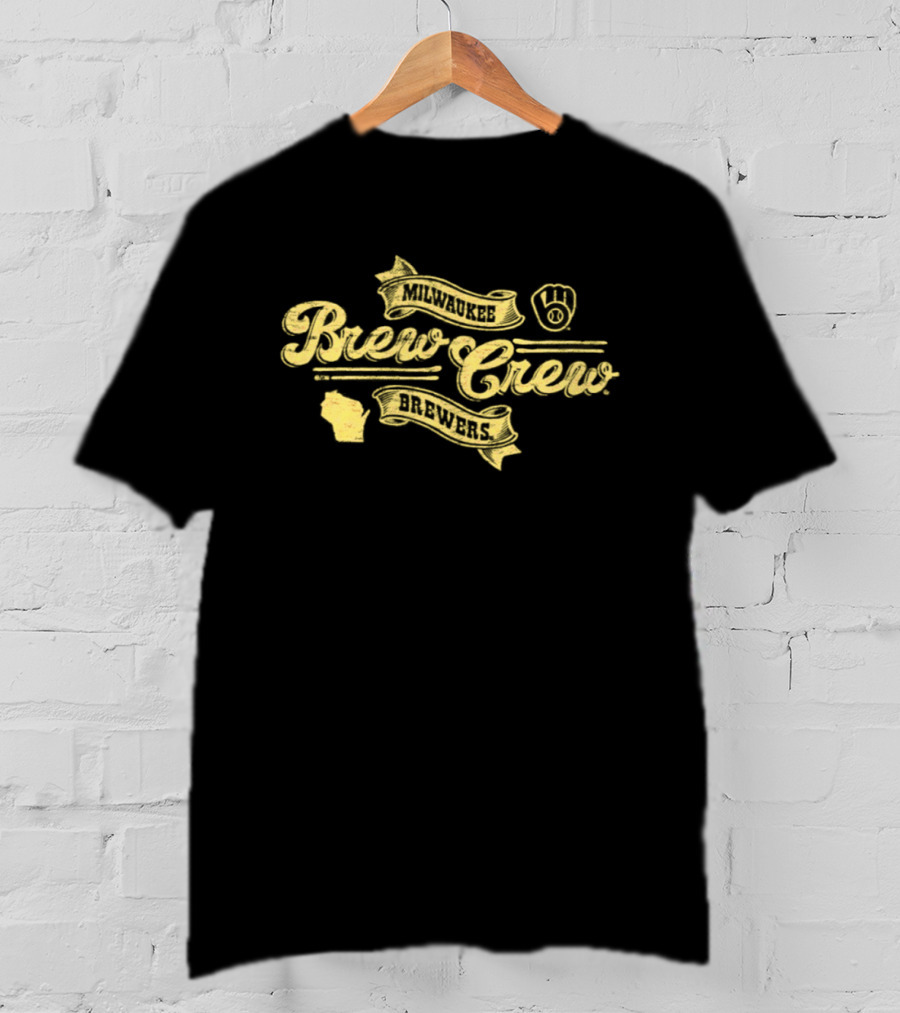 Milwaukee Brewers Brew Crew Baseball Glove Logo Wisconsin State T-Shirt