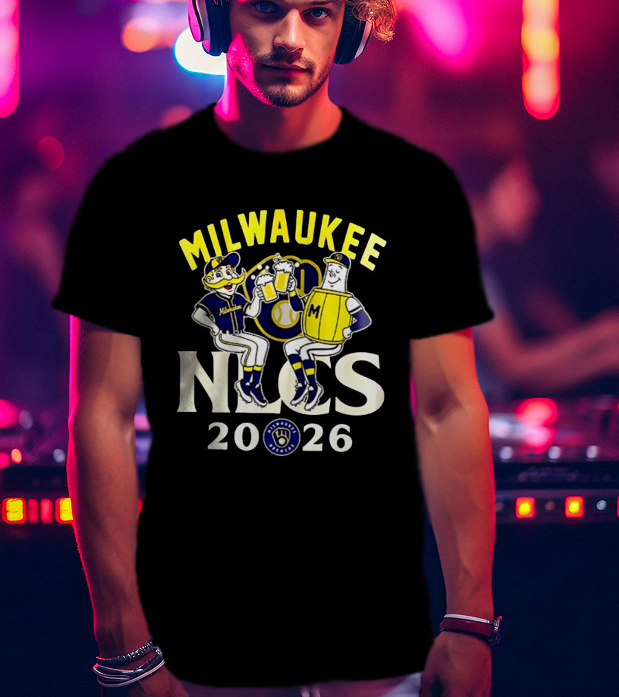 Milwaukee Brewers NLCS 2026 Beer Celebration With Glove T-Shirt