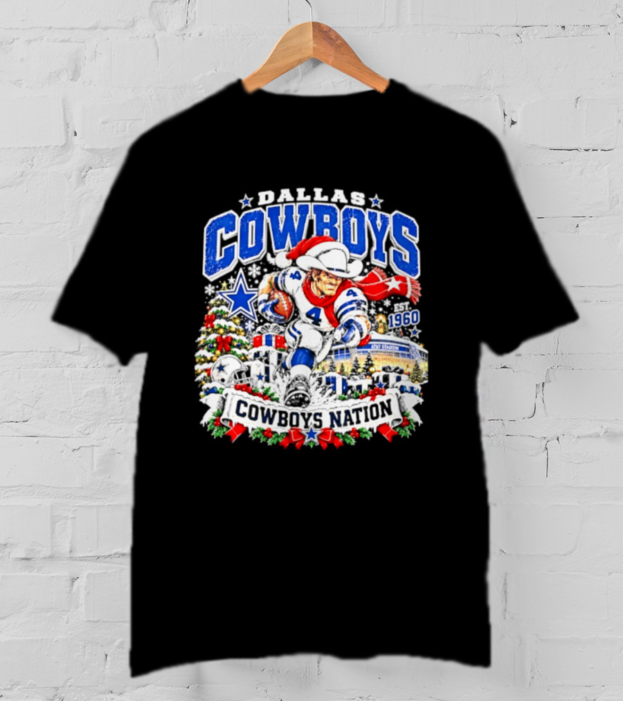 Dallas Cowboys Santa 1960 AT&T Stadium Christmas Cowboys Nation T-Shirt