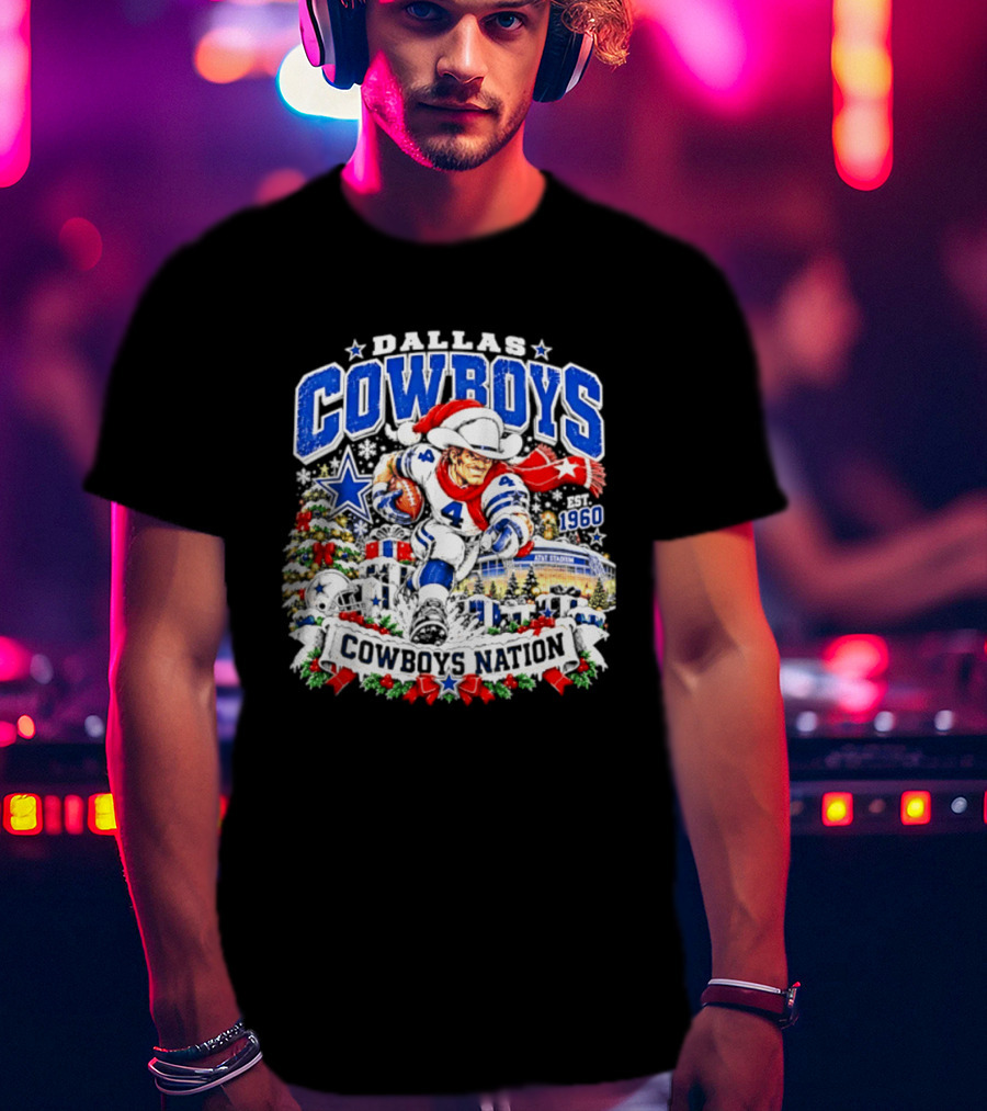 Dallas Cowboys Santa 1960 AT&T Stadium Christmas Cowboys Nation T-Shirt