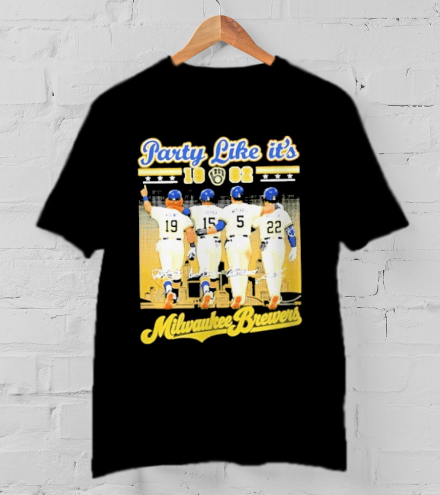 Party Like It's 1982 Milwaukee Brewers City Skyline Signatures T-Shirt