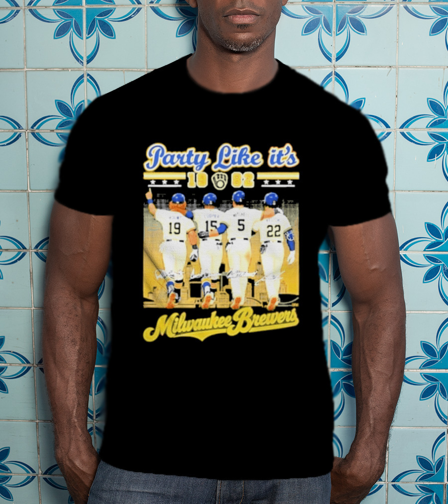 Party Like It's 1982 Milwaukee Brewers City Skyline Signatures T-Shirt