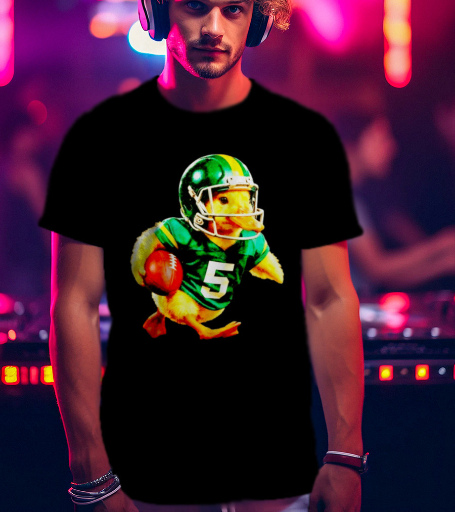 Oregon Ducks Football Duck Wearing Helmet And Jersey Number 5 T-Shirt