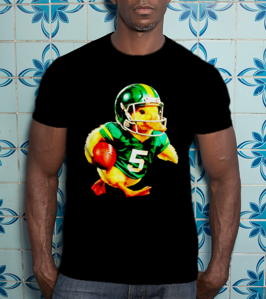 Oregon Ducks Football Duck Wearing Helmet And Jersey Number 5 T-Shirt