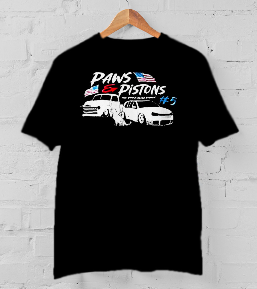 Paws And Pistons American Flag Cars #5 T-Shirt