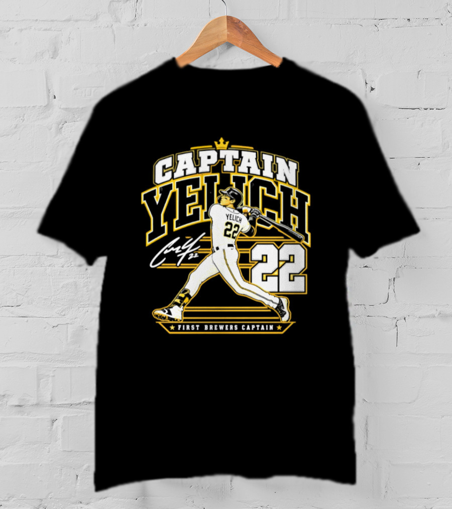 Captain Yelich 22 First Brewers Captain Milwaukee Brewers T-Shirt