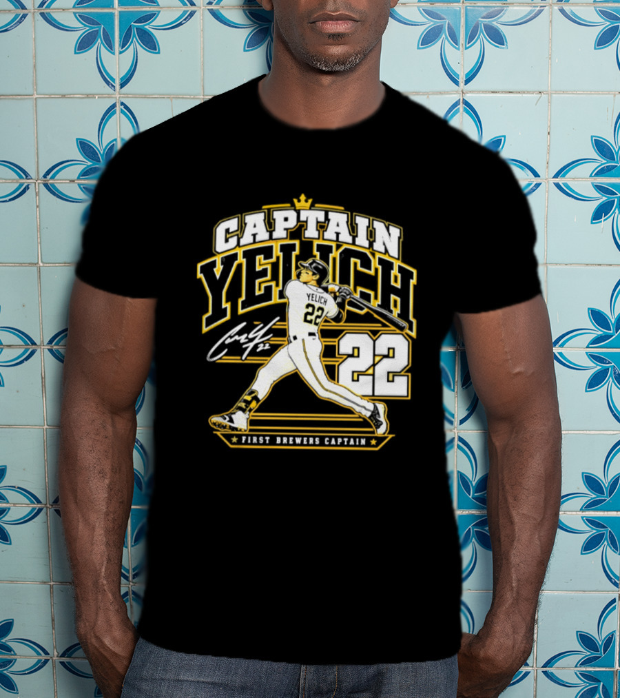 Captain Yelich 22 First Brewers Captain Milwaukee Brewers T-Shirt