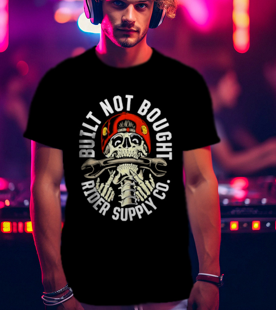 Rider Supply Co Skull Built Not Bought Wrench T-Shirt